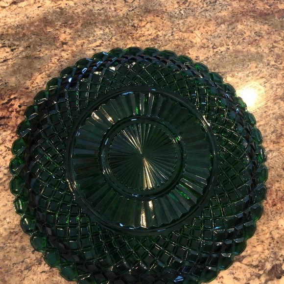 HOMCO Vintage Green Glasswear Serving Tray and Bowls Excellent Condition - Picture 3 of 8